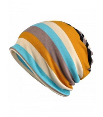 Etaclover Knit Beanie Hat Headwear Unisex Skullies Cap Stretchy Crochet Skullies & Beanies - Blue Yellow - CL186YNZ5DY