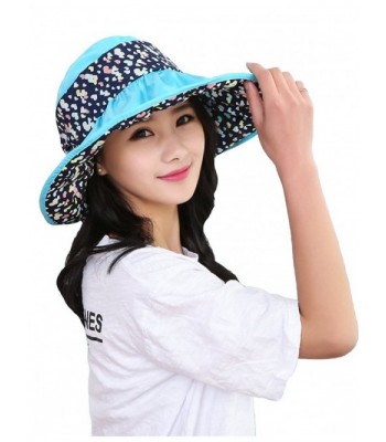 Zgllywr Sun Hats For Women Summer Wide Brim Protection Hat Foldable Anti-UV Hat - Sky Blue - CX17YW2MOOS
