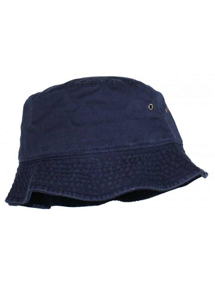 Modern Minute - Simple Solid Cotton Bucket Hat - Navy Blue - C811LXK9G85