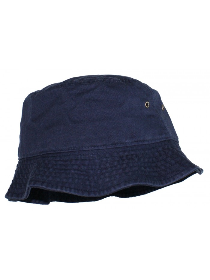 Modern Minute - Simple Solid Cotton Bucket Hat - Navy Blue - C811LXK9G85