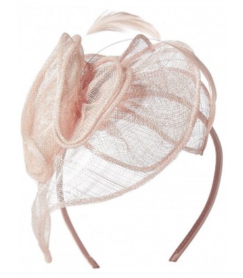 San Diego Hat Company Women's Fasinatior Hat With Rosette and Feathers - Blush - CM126VCLXW1