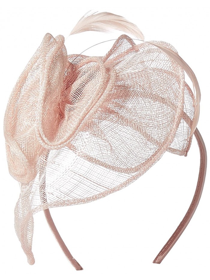 San Diego Hat Company Women's Fasinatior Hat With Rosette and Feathers - Blush - CM126VCLXW1