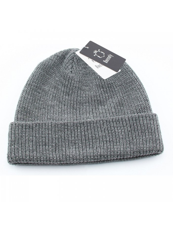 Queenly Winter Thick Rib Knit Hat- Stretch Slouchy Beanie Cap for Man and Woman- Multicolor - Thick - Gray - CA12MAWT260