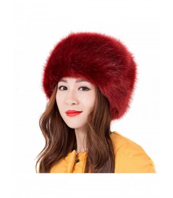 LITHER Women Ladies Girls Cossack Russian Style Faux Fur Hat Winter Warm Cap - Wine Red - C812N1N1P6O