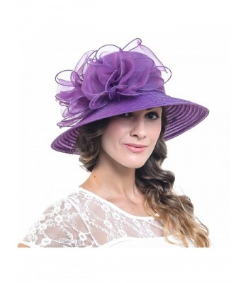 Wimdream Wimdrem Women Kentucky Church Wedding Derby Hat Tea Party Floral Dress Hat S051-ZM - Purple - CV12NRVJLJS