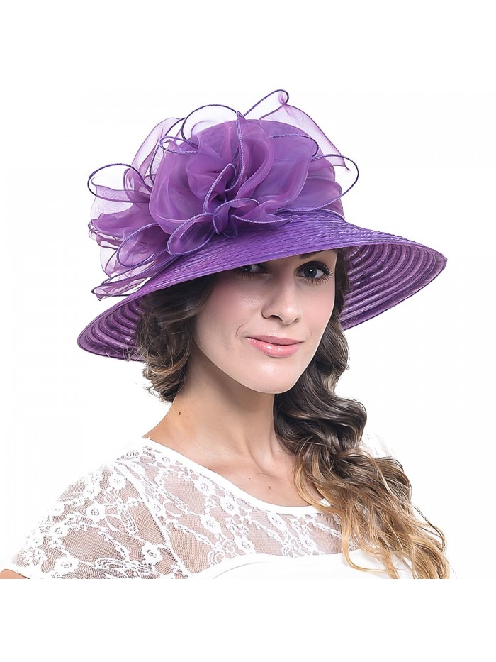 Wimdream Wimdrem Women Kentucky Church Wedding Derby Hat Tea Party Floral Dress Hat S051-ZM - Purple - CV12NRVJLJS