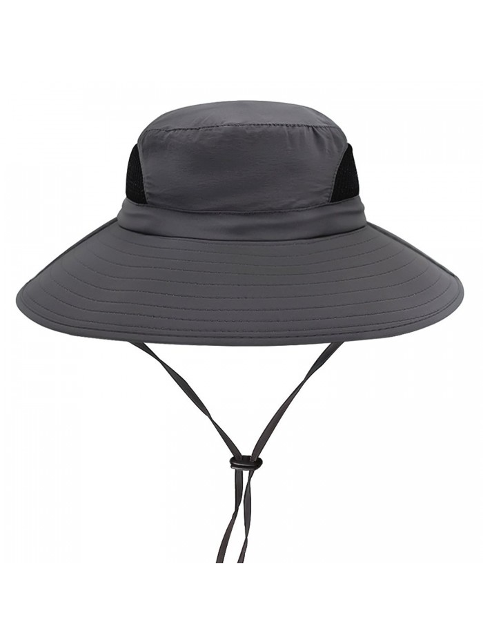 Hippih Waterproof Sun Hat Outdoor UV Protection Bucket Mesh boonie Hat Adjustable Fishing Cap - Dark Gray - CY184RMTWX3