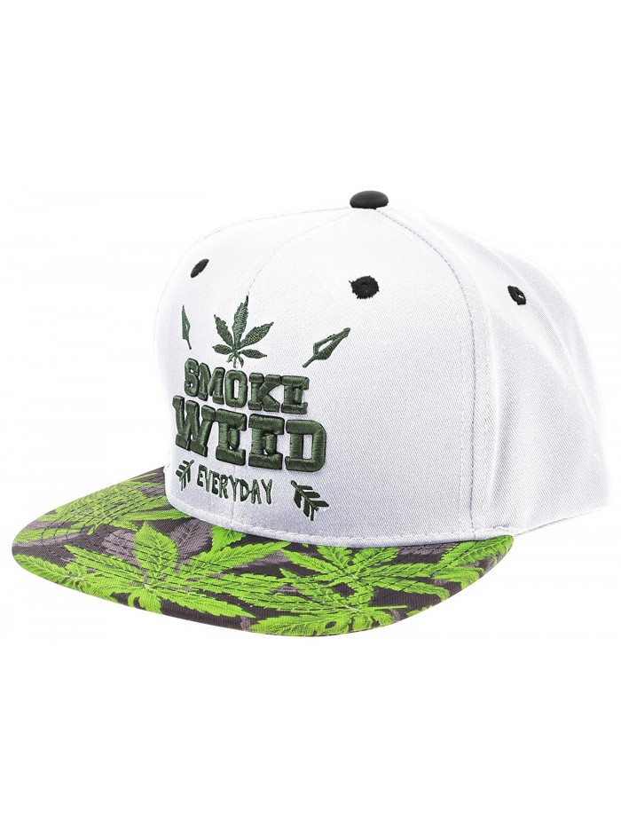 Enimay Hemp Weed Marijuana 420 Ganja Stoner Leaf Adjustable Ball Cap Hat - Marijuana White - CN17YE3MG54