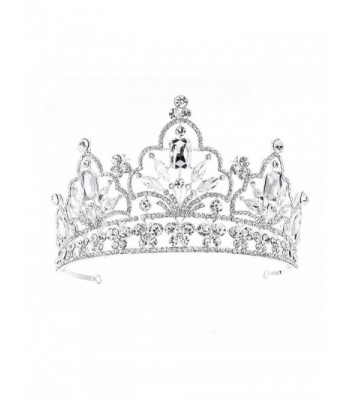 FF Pageant Crown Tiara for Women 4 Inches Tall Tiaras Wedding Hair Accessories - C712N8O7482