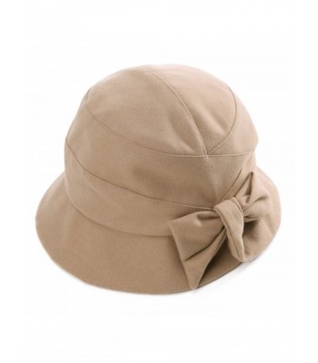 Siggi Womens Cloche Bucket Hat 1920s Vintage Tea Party Hat Winter Fall Foldable - 89084_camel - C2187CDU2NY