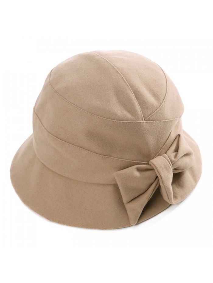 Siggi Womens Cloche Bucket Hat 1920s Vintage Tea Party Hat Winter Fall Foldable - 89084_camel - C2187CDU2NY