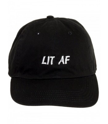 Newhattan "LIT AF" 100% Cotton Adjustable Dad Hat - Sports Cap - Black - CF12O63ABAM