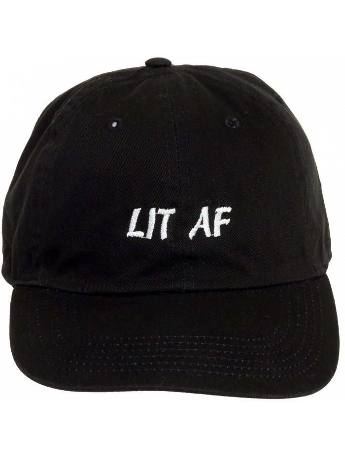 Newhattan "LIT AF" 100% Cotton Adjustable Dad Hat - Sports Cap - Black - CF12O63ABAM