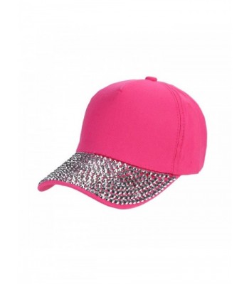 Makalon Womens New Fashion Baseball Cap Rhinestone Paw Shaped Snapback Hat - Hot Pink - CP1843ORTR4