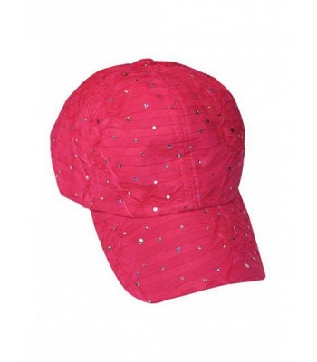 Glitzy Game Crystal Sequin Trim Women's Adjustable Glitter Baseball Cap FUCHSIA - C511U7YIHH9