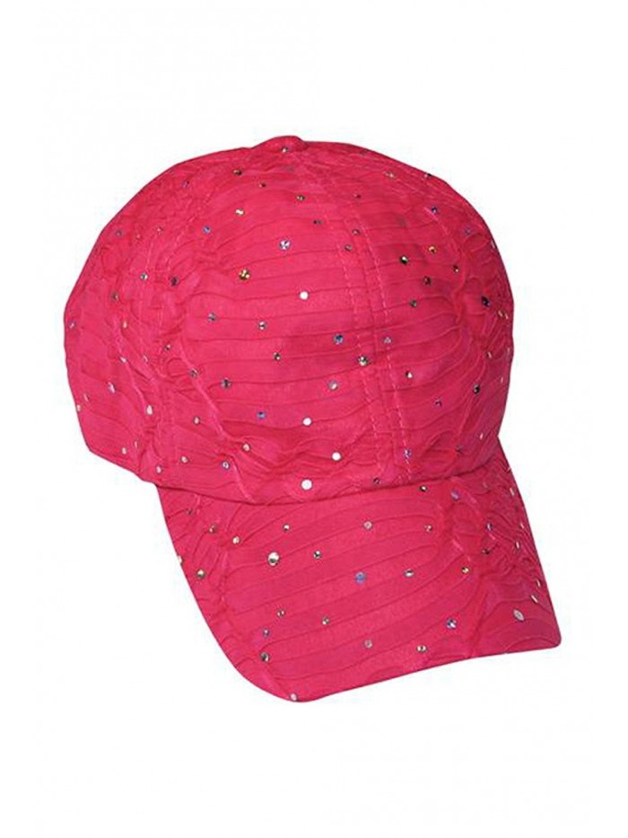 Glitzy Game Crystal Sequin Trim Women's Adjustable Glitter Baseball Cap FUCHSIA - C511U7YIHH9