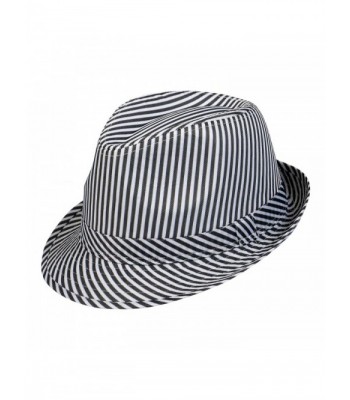 1611MAIN Pin Stripe Fedora Hat- Poly - White/Black Poly - CS11TVBMAZX