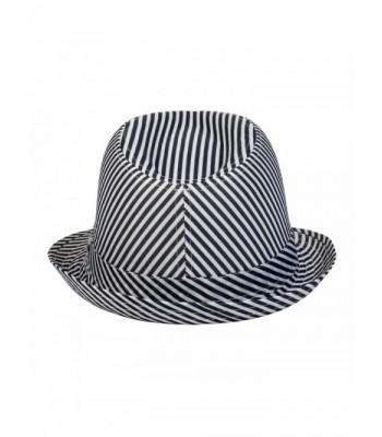 1611MAIN Stripe Fedora White Black