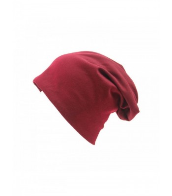 Opromo Unisex Baggy lightweight Hip-Hop Soft Cotton Slouchy Stretch Beanie Hat - Maroon - C1184T55QUO