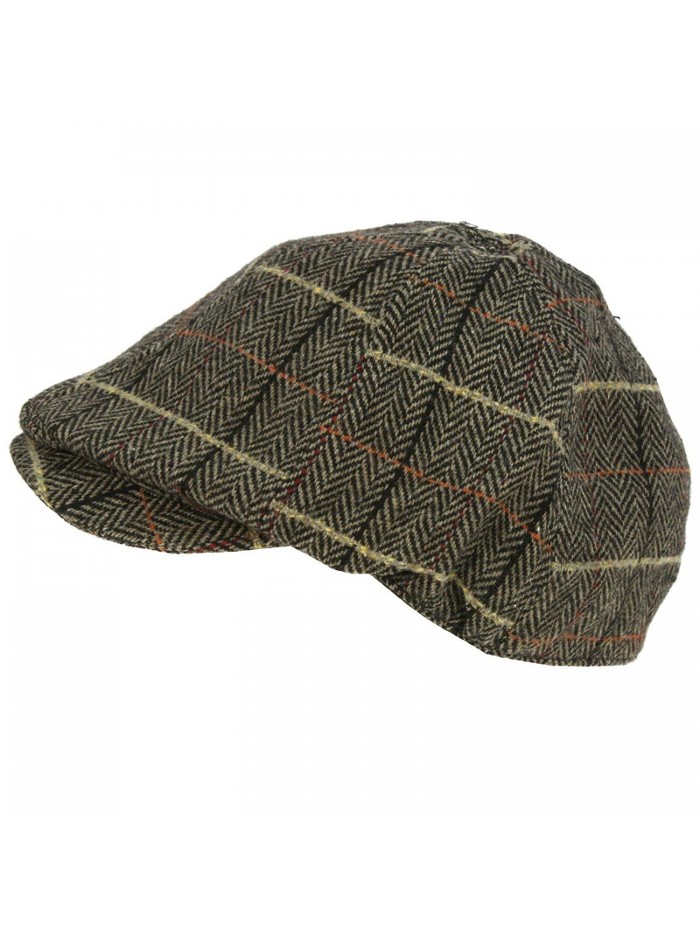 Men's Winter Wool Duck Bill Herringbone Snap Ivy Cabbie Hat Cap - Charcoal - CY110LGHV2Z