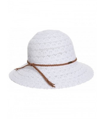 Funky Junque's UPF50+ Crochet Lace Braided Rope Bucket Sun Hat Small/Medium Size - White - CY12IFED95R