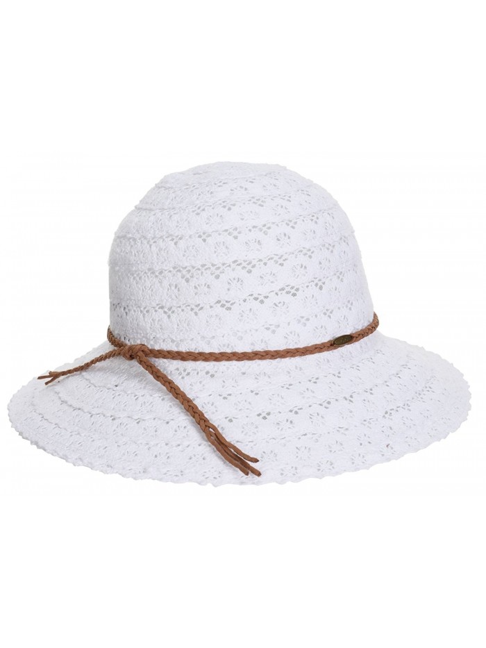 Funky Junque's UPF50+ Crochet Lace Braided Rope Bucket Sun Hat Small/Medium Size - White - CY12IFED95R