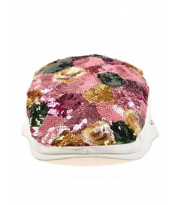 LOCOMO Colorful Multicolor Glitter FFH037WHT in Women's Newsboy Caps