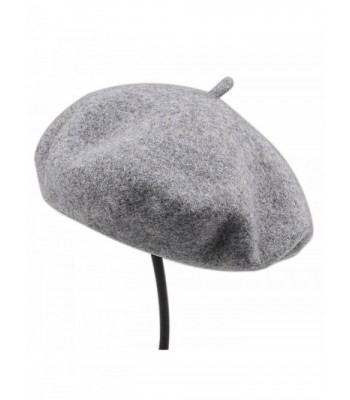 Womens winter wool French Beret Tam Beanie Hat Cap Wool Beanie - Grey - CT1884I0GDM