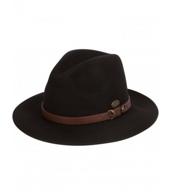 Sakkas Grant Western Style Wide Brim Wool Fedora - Black - CY11HB0RLAP