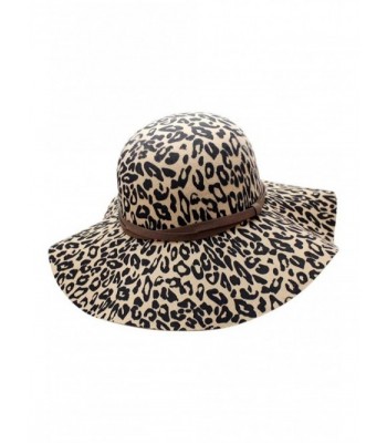 Luxury Divas Leopard Print Wool Floppy Hat - Beige - CH12LWWU46B