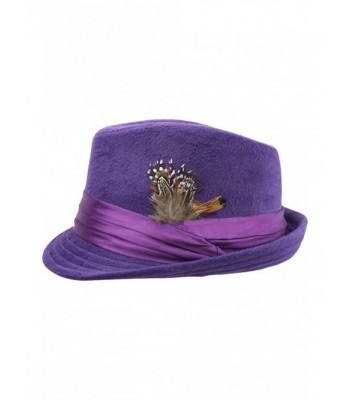 Luxury Divas Purple Fedora Feather