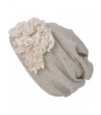 Casualbox Charm Womens Flower Headband Neck Warmer Beanie Hat 3 Way Summer Winter Retro Ladies - Beige - C117Z6AHLGY