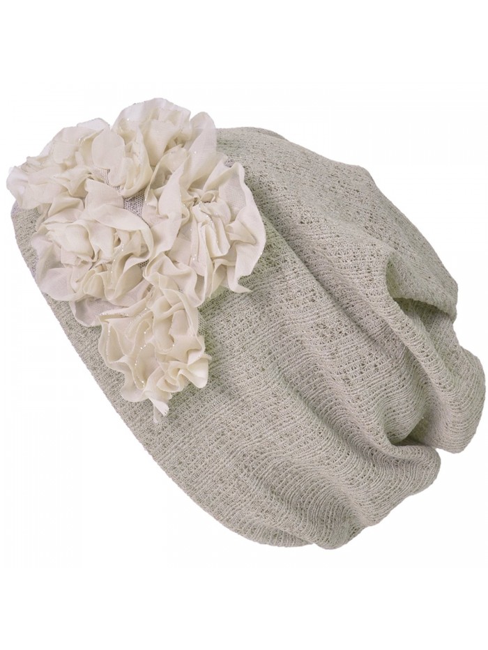 Casualbox Charm Womens Flower Headband Neck Warmer Beanie Hat 3 Way Summer Winter Retro Ladies - Beige - C117Z6AHLGY