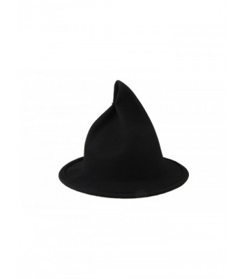 Dantiya Women's Wool Felt Candy Colored Sharp Pointed Witch Hat - Black - CO12KPNX9VZ