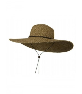 Womens Floppy Wide Brim Packable Sun Hat Two Tone Brown with Chin Strap - C4115KOAQ3X