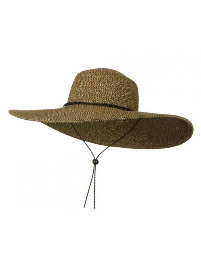 Womens Floppy Wide Brim Packable Sun Hat Two Tone Brown with Chin Strap - C4115KOAQ3X