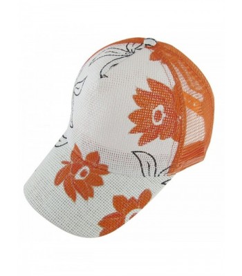 Orange Flowers Prints Sun Visor Adjustable Slouch Cap for Lady - Medium Orange - CH119BHMHNN