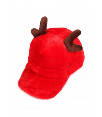 LOCOMO Women Girl Cute Reindeer Deer Horn Baseball Cap - Red - CS11HVRZURF