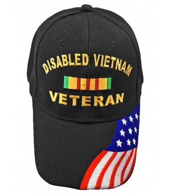 Disabled VIETNAM Veteran Baseball Cap Black Hat American Flag Army Marine Navy - CI17Z54IK55