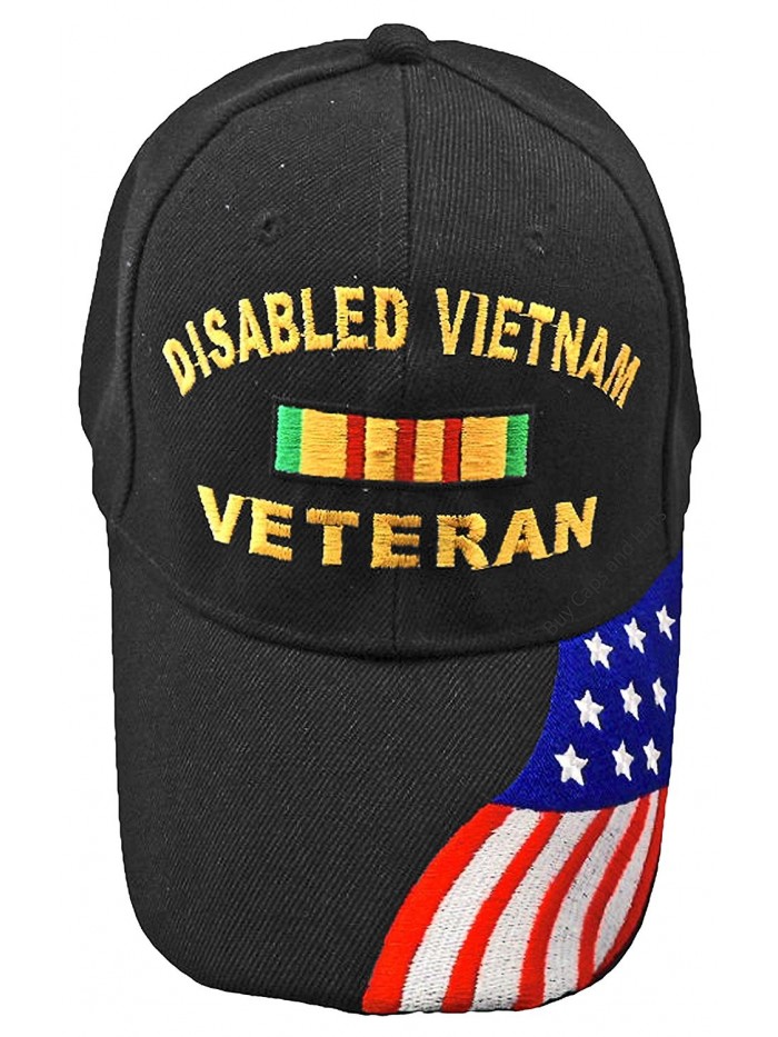 Disabled VIETNAM Veteran Baseball Cap Black Hat American Flag Army Marine Navy - CI17Z54IK55