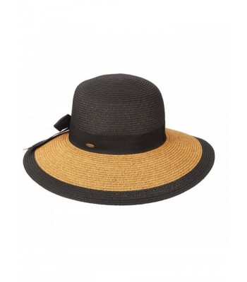 NEW SCALA COLLEZIONE PAPER BRAID 4 INCH BRIM GROSGRAIN BOW BAND SUN HAT - Black - CS11XBO9UFP