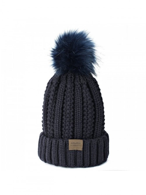 Womens Beanie Winter Hat Knit Chunky Faux Fur Warm Linling Pom Poms Hat ...