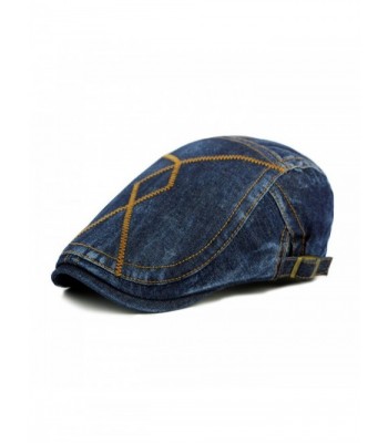 ZLS Men's Newsboy Denim Vintage Irish Ivy Cabbie Driving Caps Hats - Darkblue - C312O5LTGOR