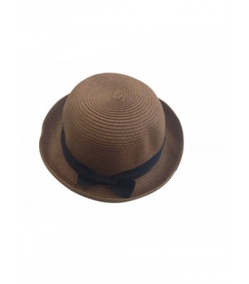 JTC Women's Beach Straw Hat Bowler Hats Summer Caps 6 Colors - Coffee - CO11KEBK4L7