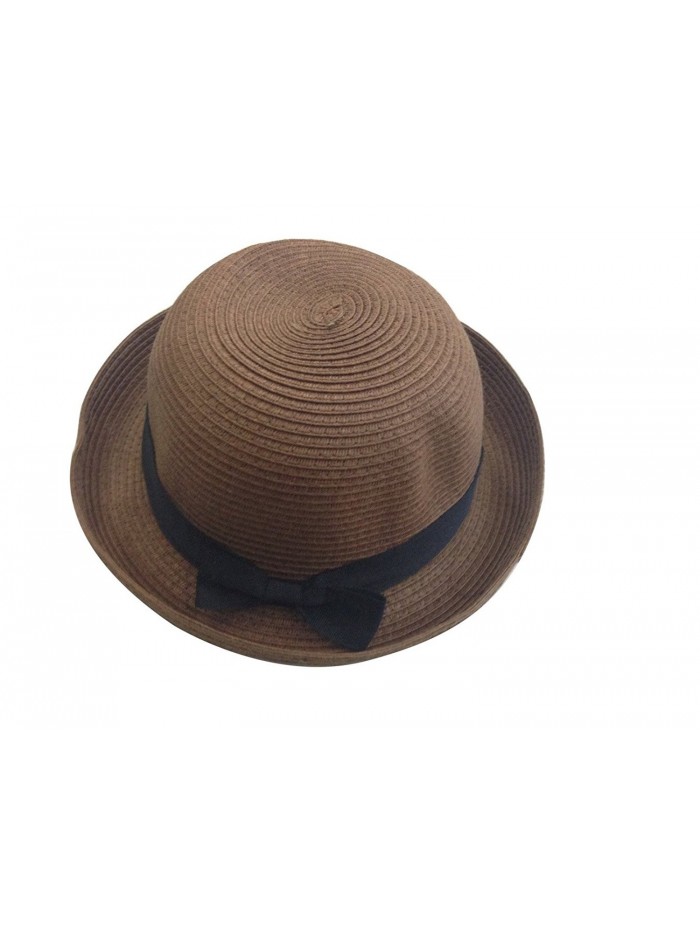 JTC Women's Beach Straw Hat Bowler Hats Summer Caps 6 Colors - Coffee - CO11KEBK4L7