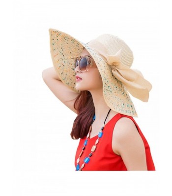 Women's Foldable Wide-brimmed Beach Hat Summer Sun Beach Hat - Beige - CL180DNK3C3