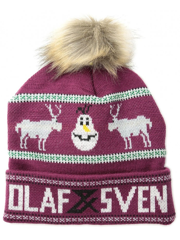 Disney Juniors Frozen Olaf and Sven Intarsia Beanie - Plum - CG11O5YCFLL