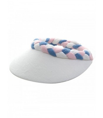 Ladies Terry Cloth Visor - Pink White Blue - C0114F2QYEH