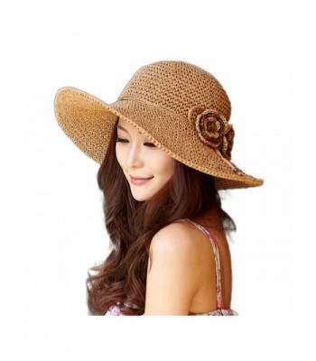 SIGGI Womens Floppy Straw Sun Hats Summer Beach accessories Wide Brim Hand-Made - 67075_beige - CS12DTEMGHP