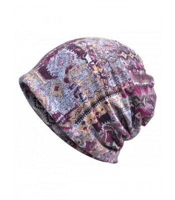 Jemis Womens Cotton Chemo Hat Beanie Scarf - Beanie Cap Bandana For Cancer - Purple - CF1873I5DXC